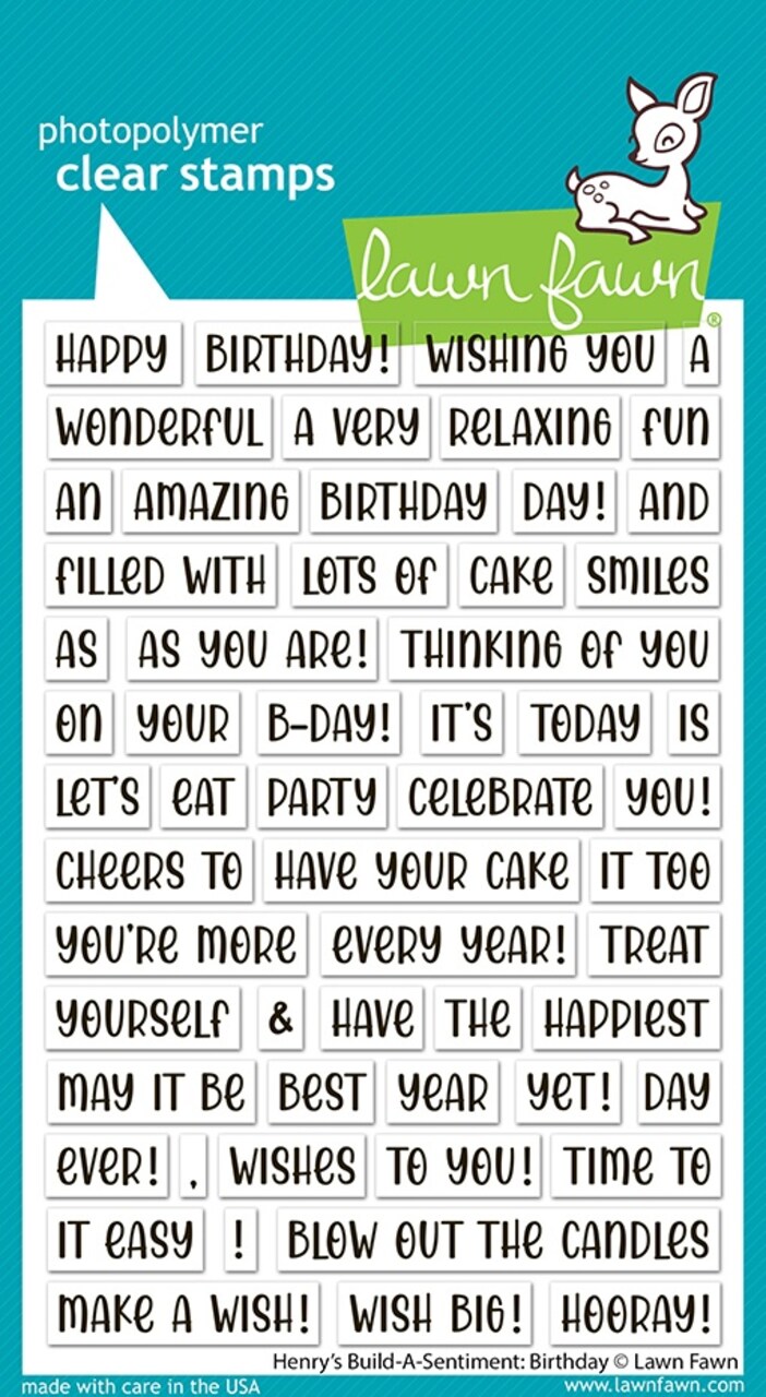 Lawn Fawn Clear Stamps 4"X6"-Henry's Build-A-Sentiment: Birthday
